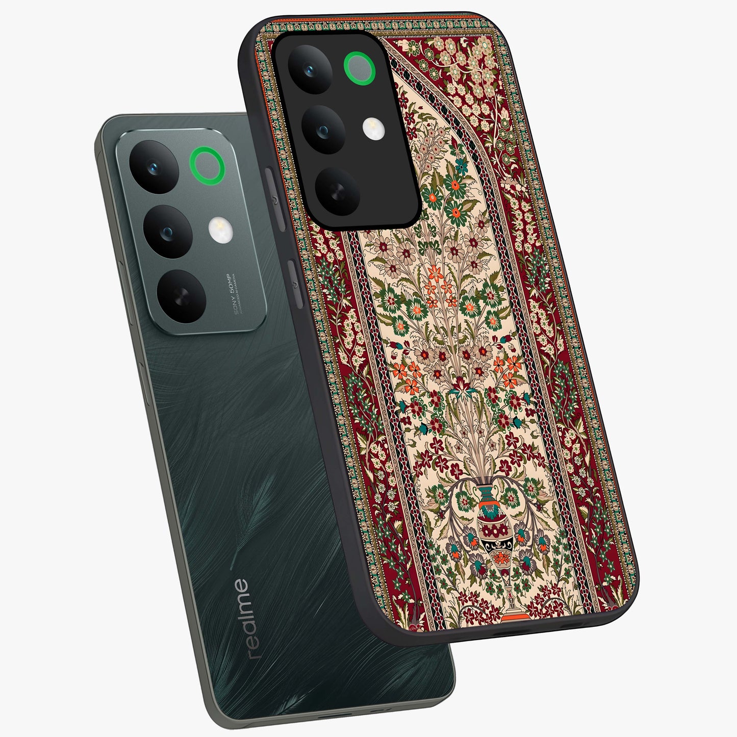 Persian Inspired Glass Case displayed in angled mockup highlighting intricate traditional design with elegant cultural aesthetic.