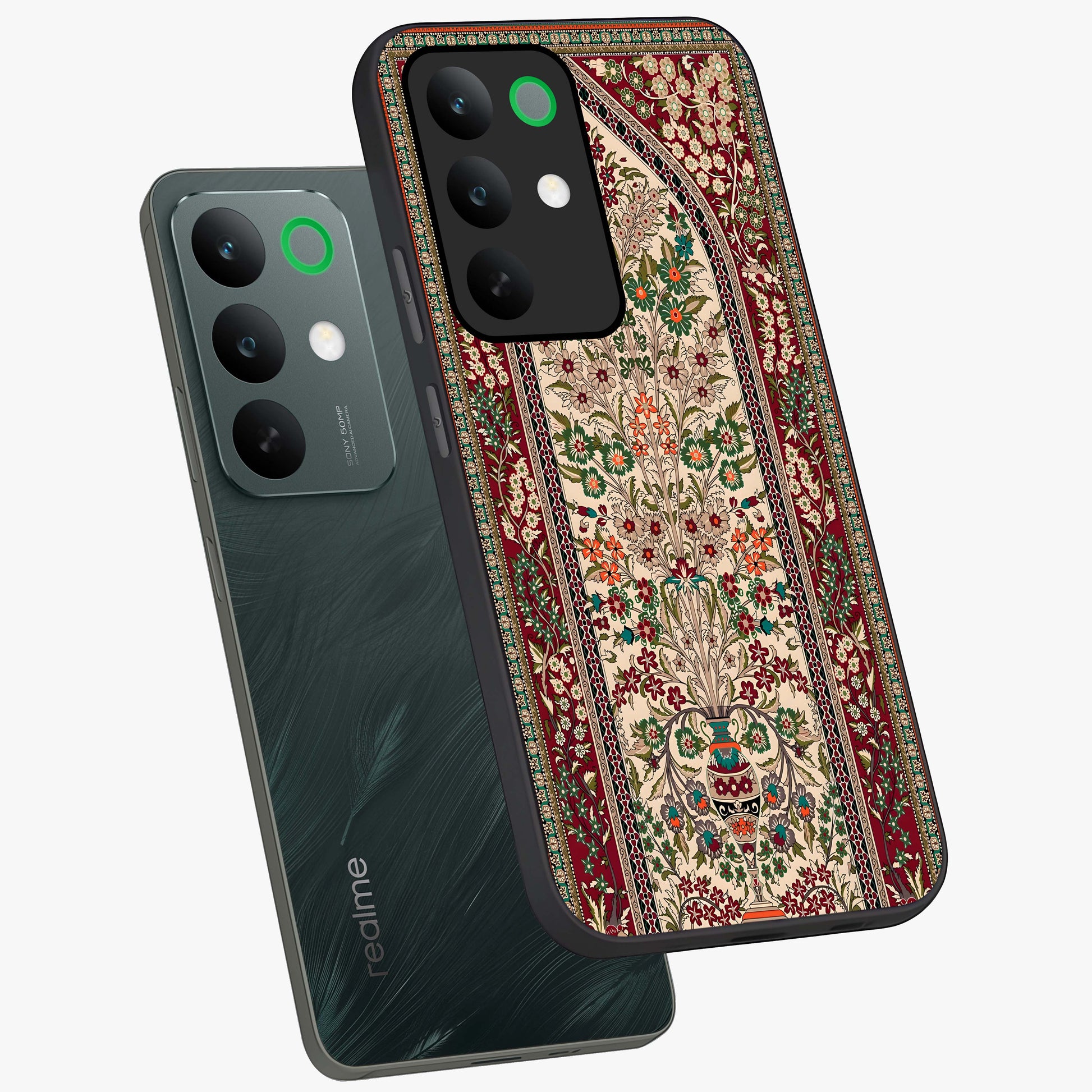 Persian Inspired Glass Case displayed in angled mockup highlighting intricate traditional design with elegant cultural aesthetic.