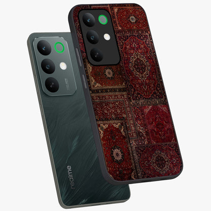 Persian Velvet Tale Glass Case displayed in angled mockup highlighting ornate textile inspired design with royal aesthetic.