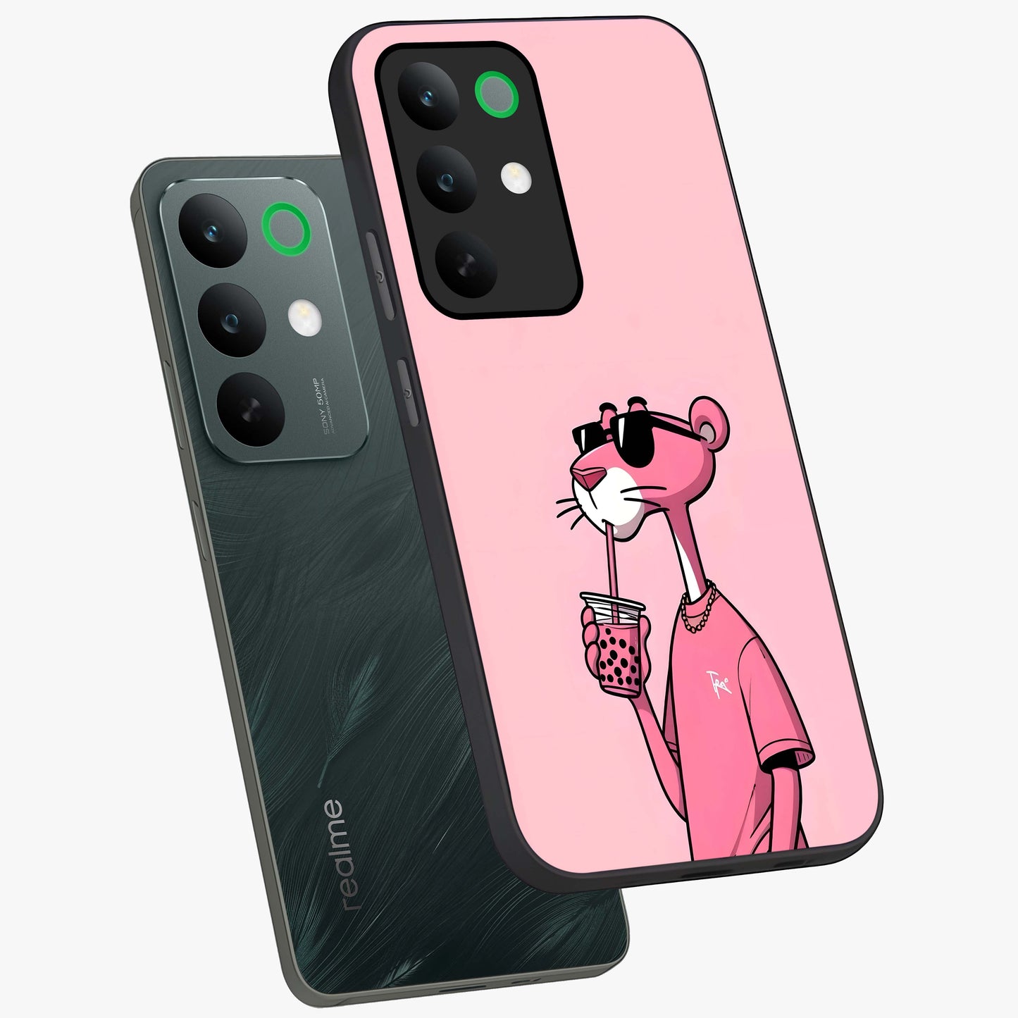 Pink Panther Glass Case displayed in angled mockup highlighting playful cartoon character design with vibrant pink aesthetic.