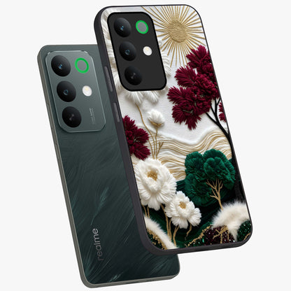 Radiant Bloom Elegance Glass Case displayed in angled mockup highlighting graceful floral design with radiant aesthetic style.