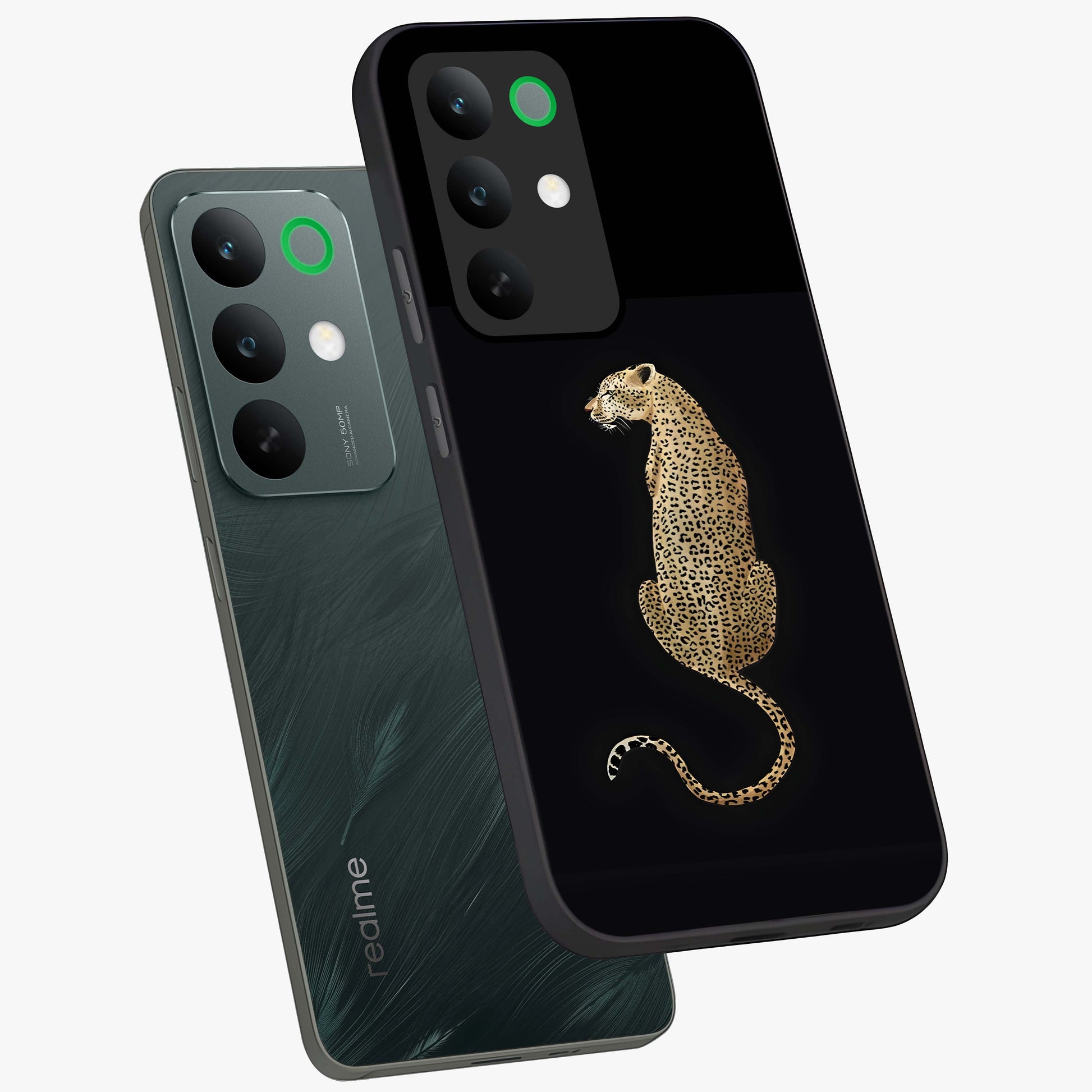 Regal Leopard Glass Case displayed in angled mockup highlighting powerful animal illustration with stylish wild aesthetic.