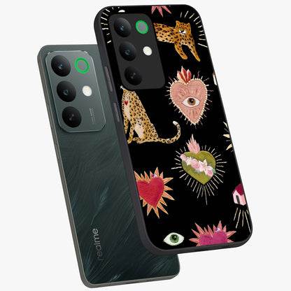 Sacred Jungle Heart Glass Case displayed in angled mockup highlighting lush tropical design with natural aesthetic style.
