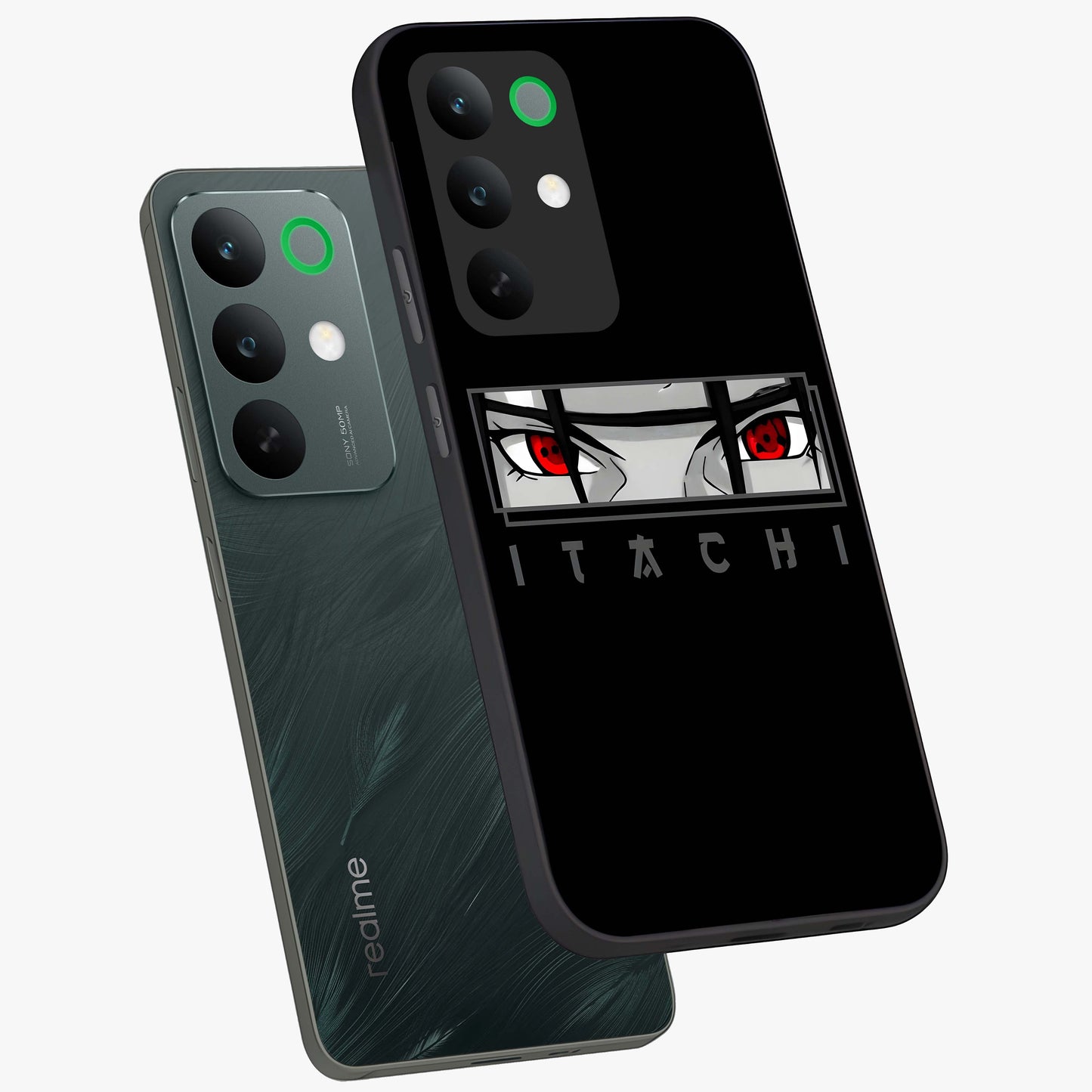 Scarlet Gaze Dominance Glass Case displayed in angled mockup highlighting intense visual design with bold scarlet aesthetic.