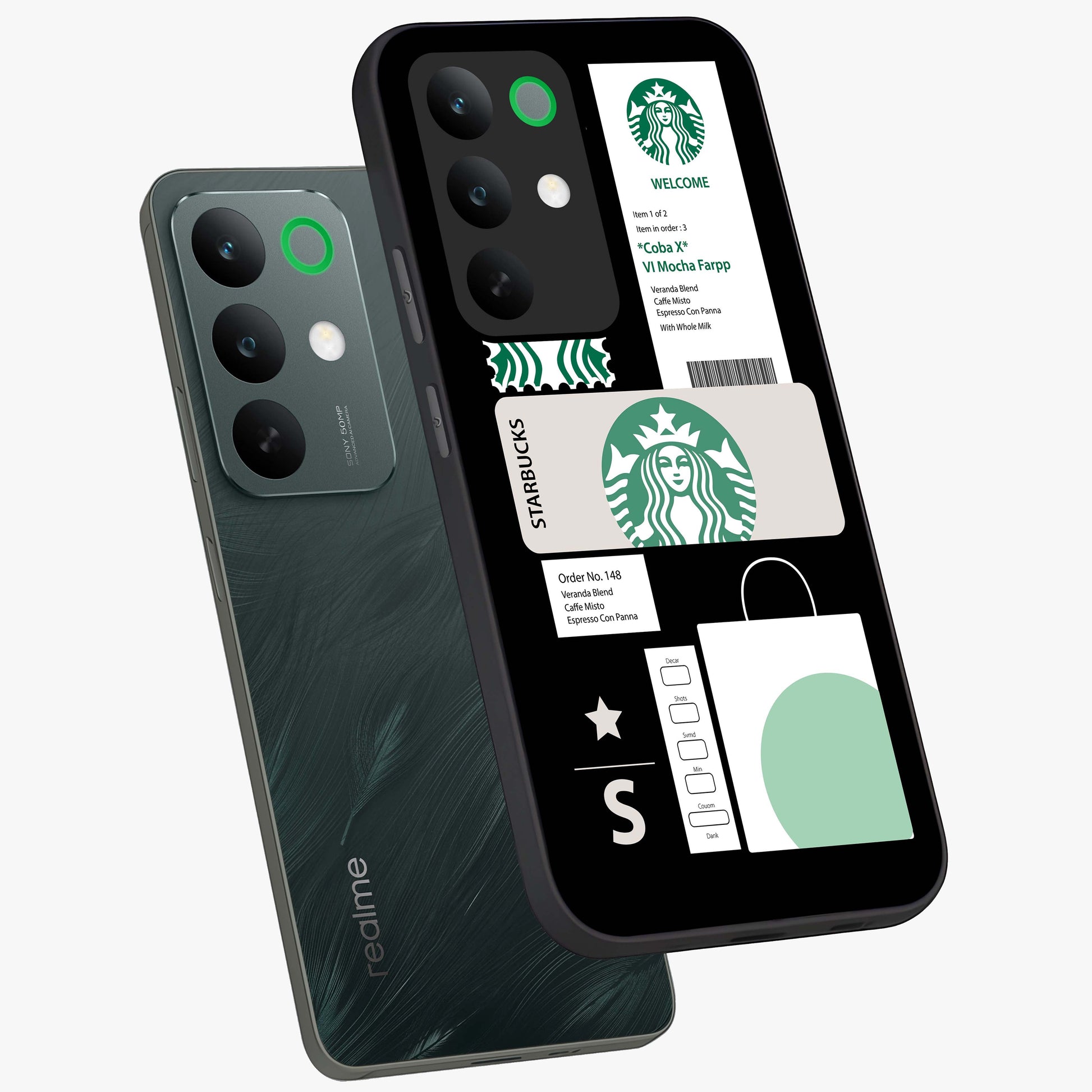 Starbucks Mocha Glass Case displayed in angled mockup highlighting stylish mocha themed design with cozy café aesthetic.