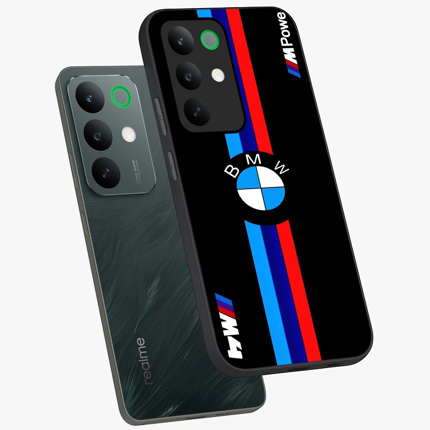 Turbo BMW Beast Glass Case displayed in angled mockup highlighting sleek racing car design with bold automotive aesthetic.