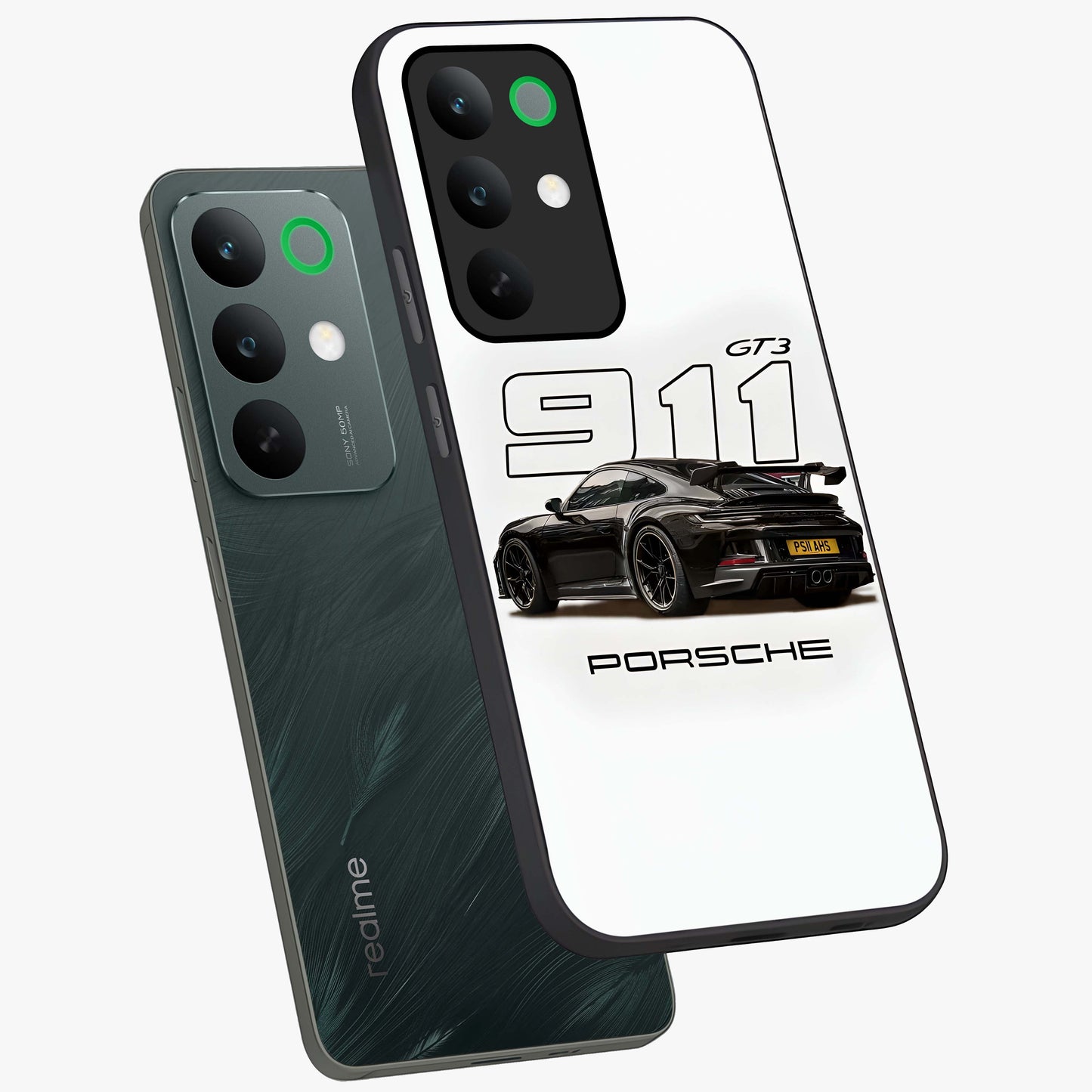 Turbo Legacy Icon Glass Case displayed in angled mockup highlighting dynamic automotive design with performance aesthetic.