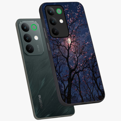 Twilight Sakura Serenade Glass Case displayed in angled mockup highlighting delicate sakura flower design with dreamy aesthetic.