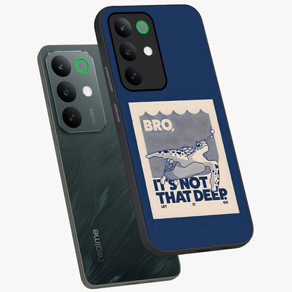 Worry Less Swim Glass Case displayed in angled mockup highlighting fun typography design with relaxed aesthetic style.