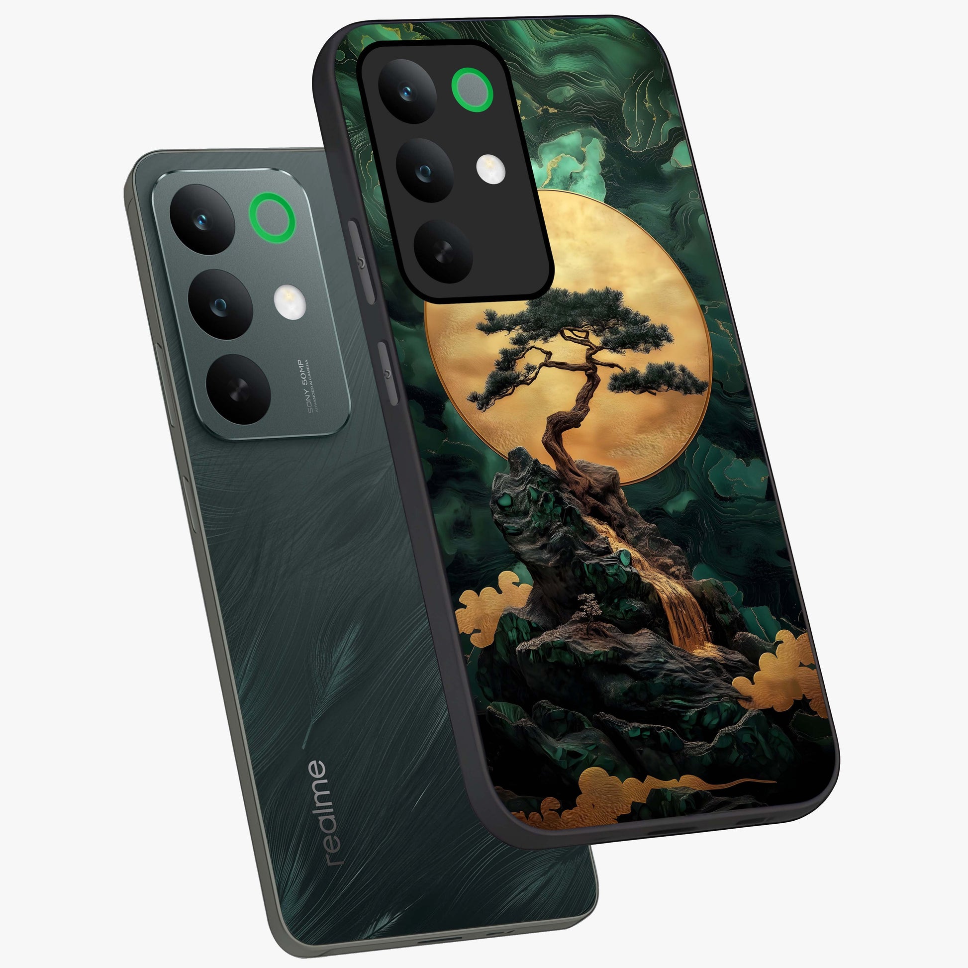 Zen Moon Rise Glass Case displayed in angled mockup highlighting peaceful lunar design with zen aesthetic style.