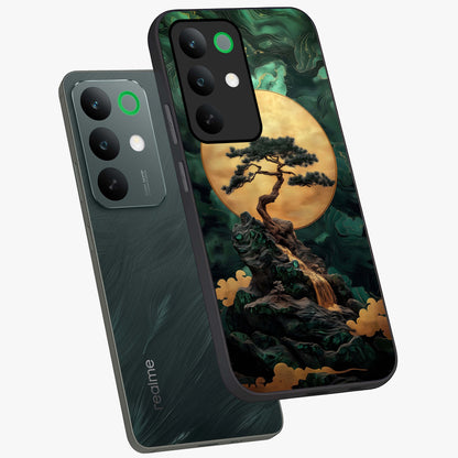 Zen Moon Rise Glass Case displayed in angled mockup highlighting peaceful lunar design with zen aesthetic style.