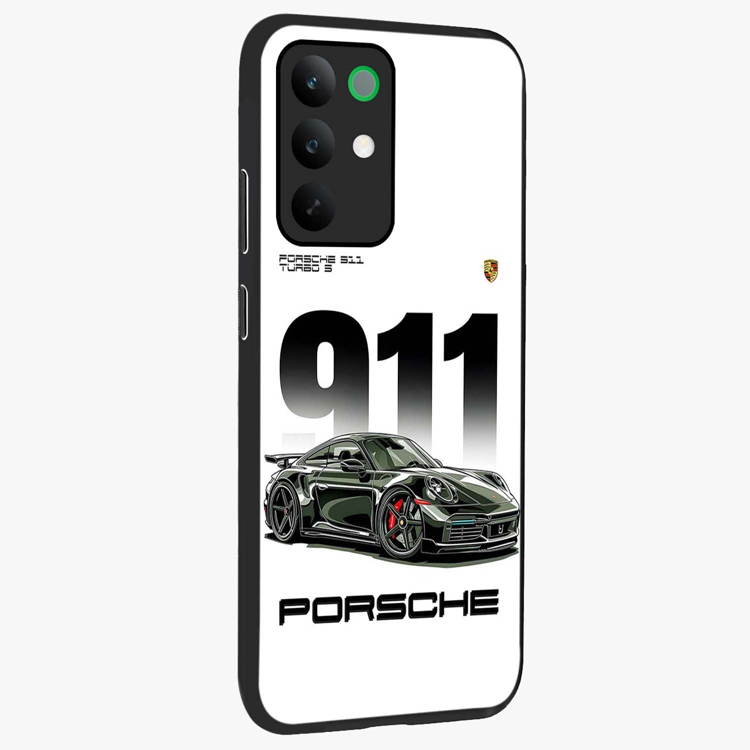 911 Turbo Dominance Glass Case upright perspective showcasing powerful racing design and modern automotive aesthetic.