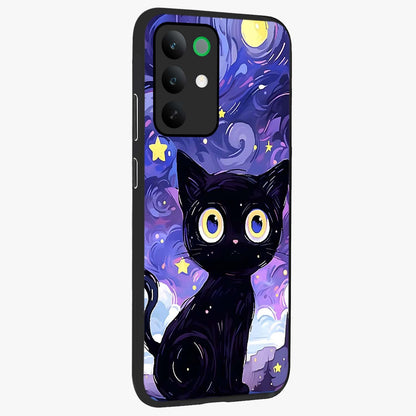 Abstract Cat Art Glass Case upright view showcasing creative feline illustration and aesthetic artistic style.