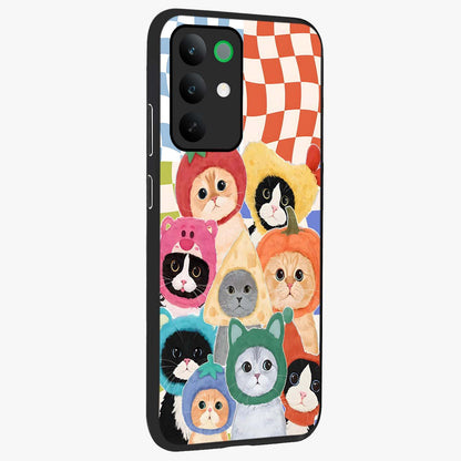 Cats in Fruits Glass Case upright view showcasing charming cat artwork with fun fruity theme.