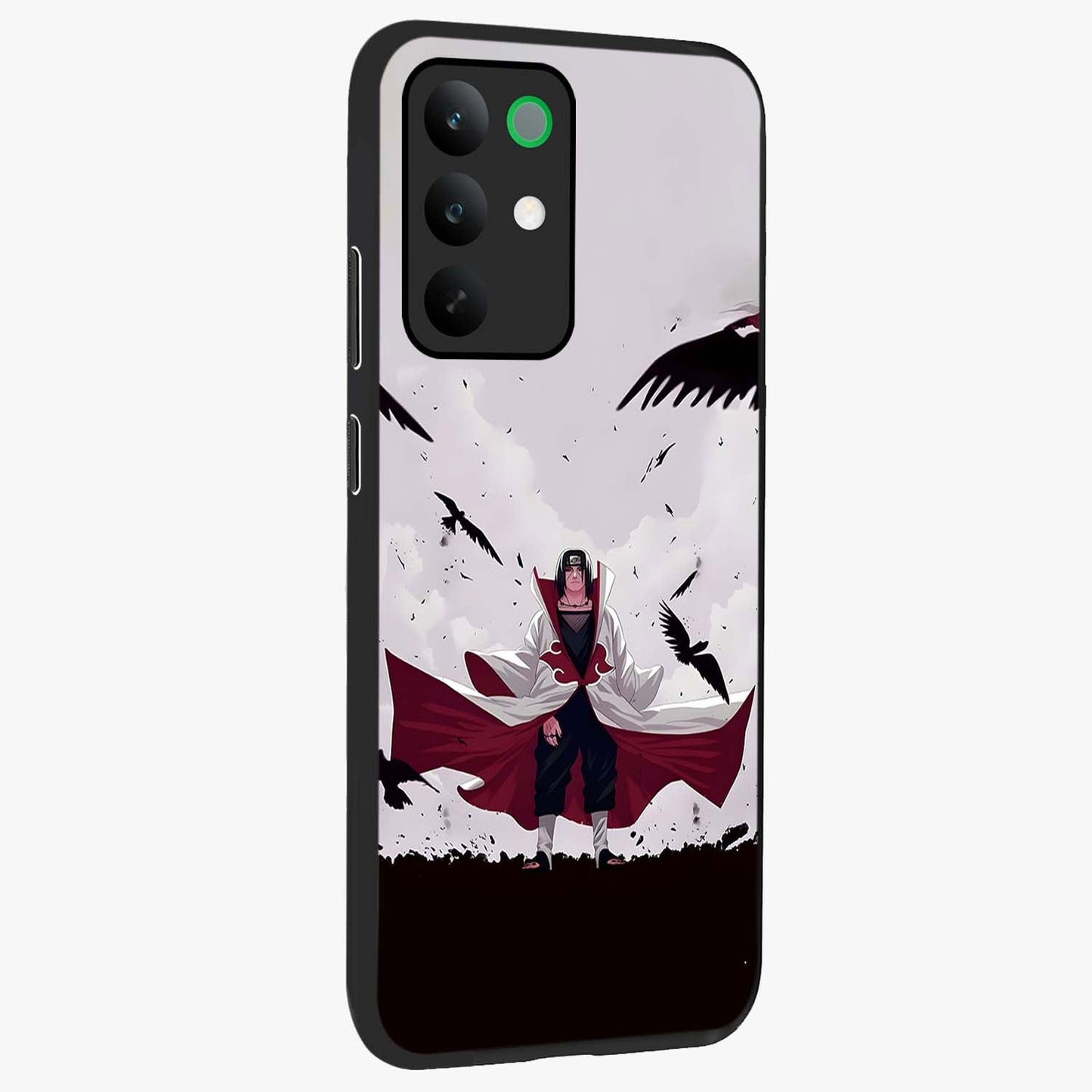 Crimson Crow Ascension Glass Case upright view showcasing dramatic crow artwork with bold gothic theme.