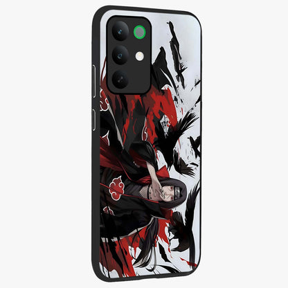 Crimson Crow Illusion Glass Case upright view showcasing striking crow illusion artwork with intense crimson theme.