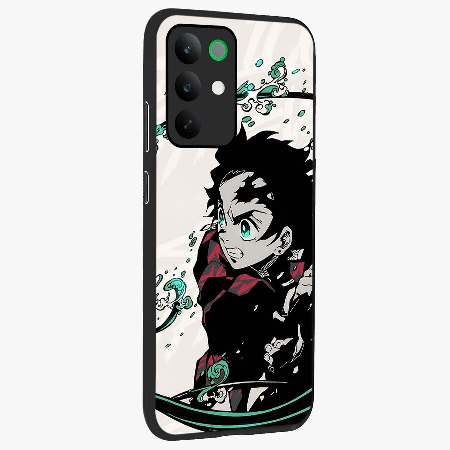Demon Slayer Glass Case upright view showcasing powerful anime artwork with intense warrior theme.