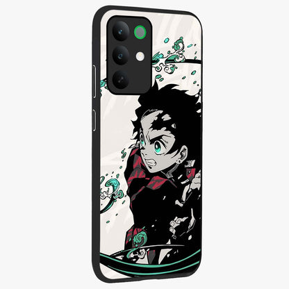 Demon Slayer Glass Case upright view showcasing powerful anime artwork with intense warrior theme.