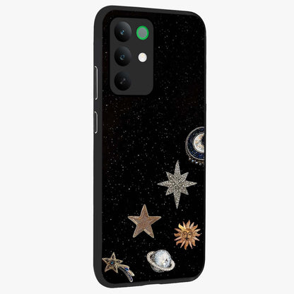 Galactic Charm Glow Glass Case upright view showcasing glowing cosmic charm artwork with magical celestial style.