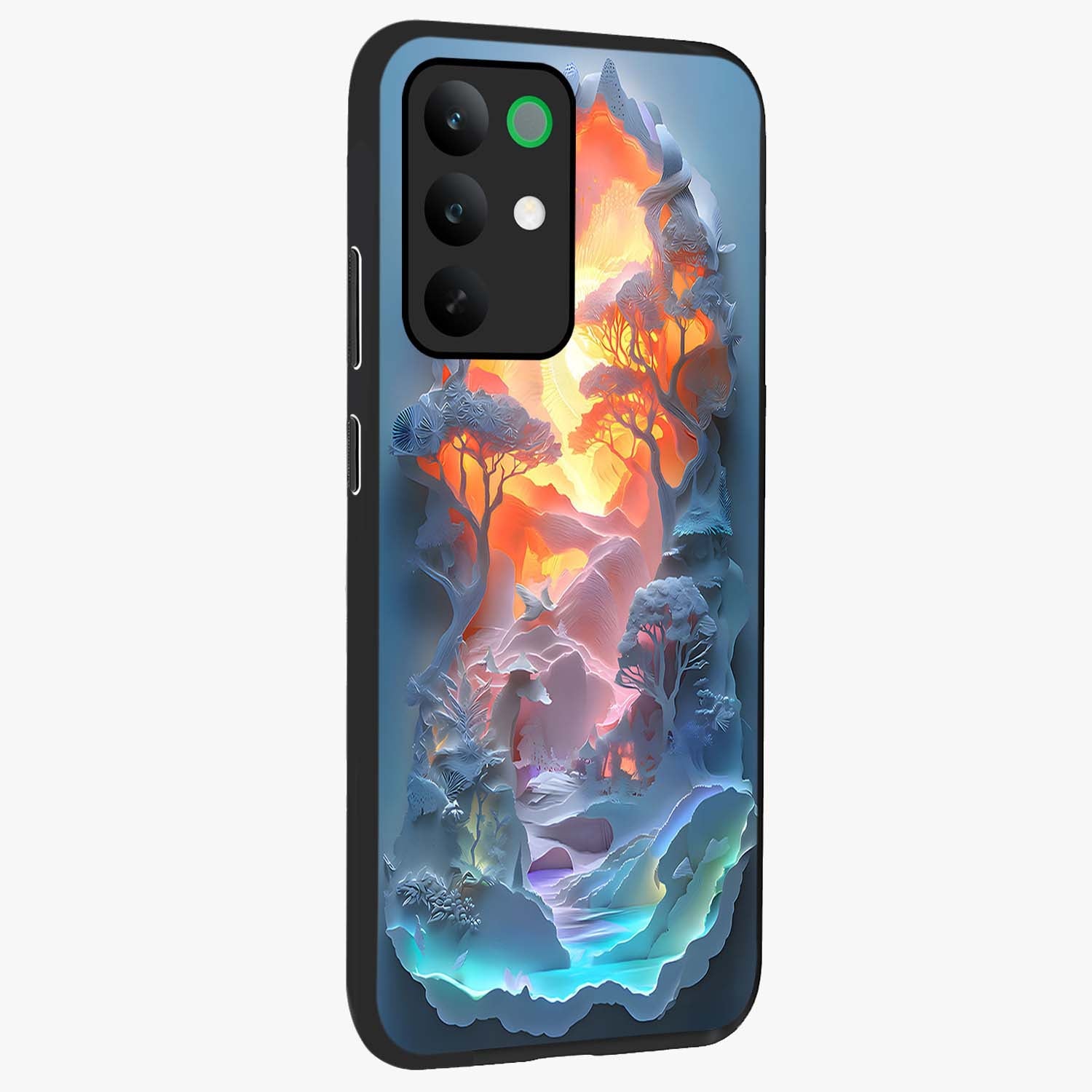 Glow Forest Portal Glass Case upright view showcasing enchanted forest portal artwork with fantasy nature theme.