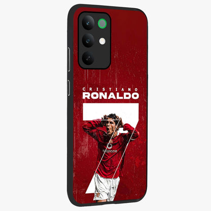 Goal Celebration Legacy Glass Case upright view showcasing dynamic football inspired artwork with victory celebration aesthetic.