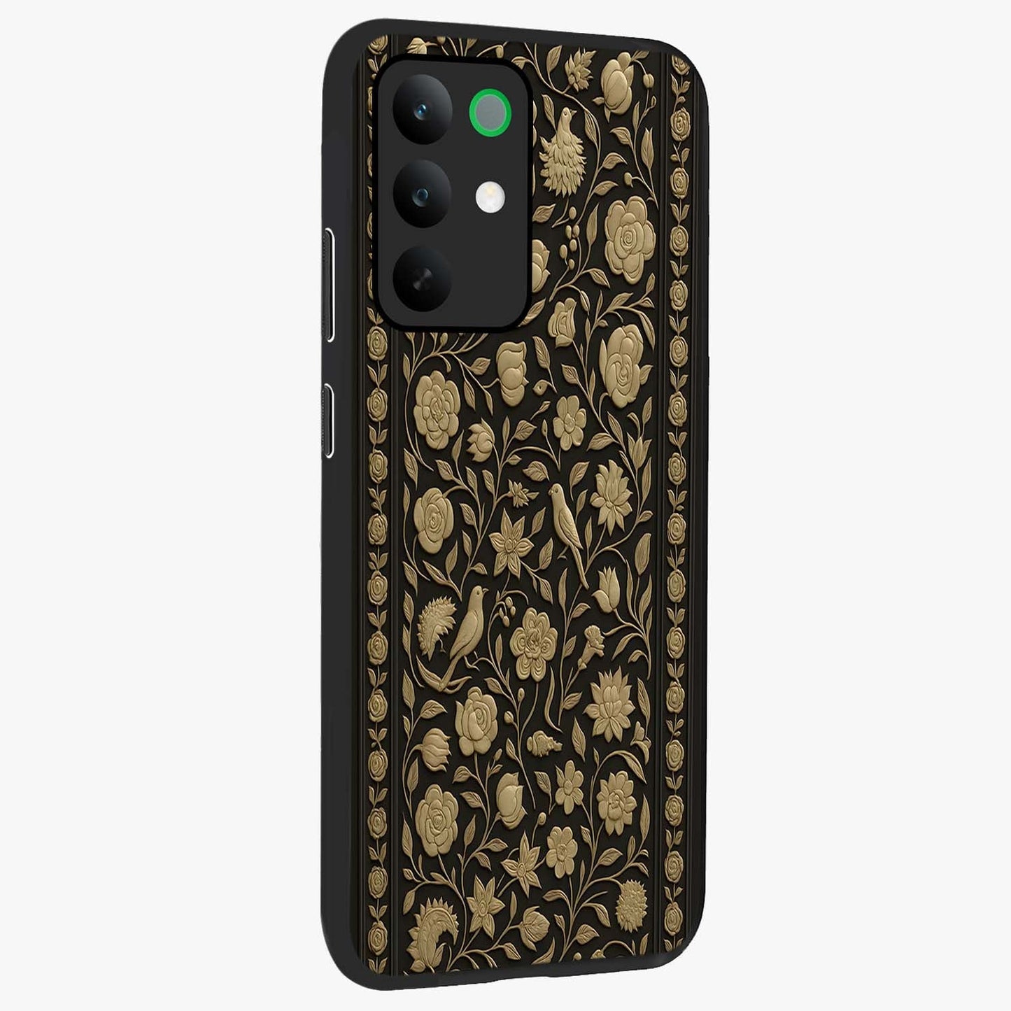 Golden Evil Eye Mandala Glass Case upright view showcasing decorative evil eye mandala artwork with spiritual aesthetic style.