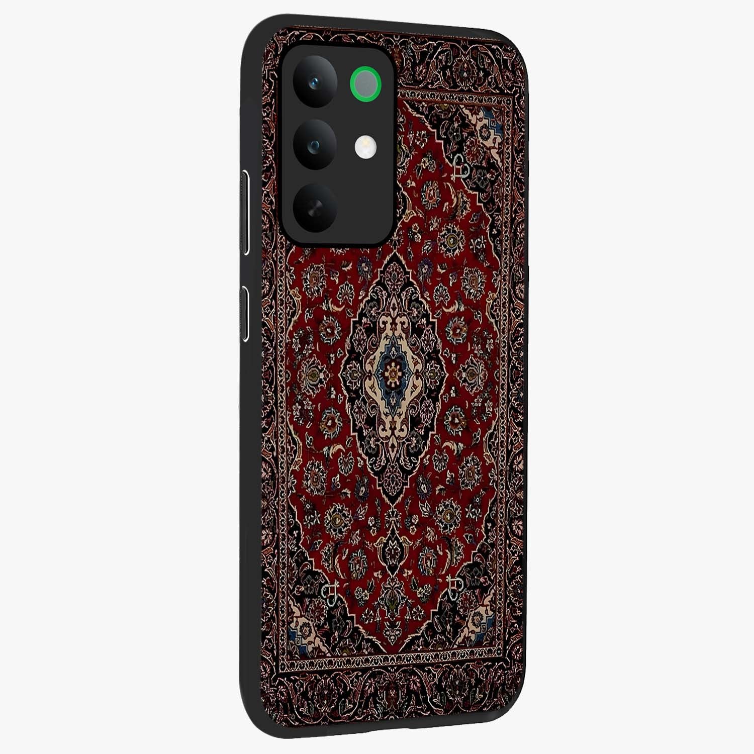 Heritage Carpet Royale Glass Case upright view showcasing detailed ornamental artwork with luxurious traditional theme.