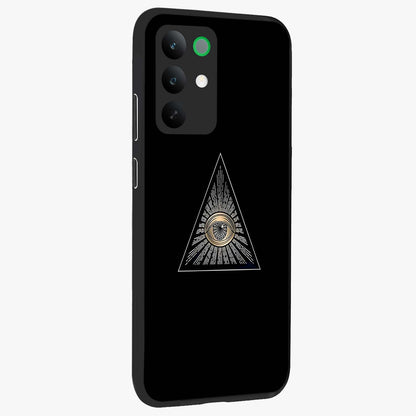 Illuminati Evil Glass Case upright view showcasing striking illuminati artwork with mysterious symbolic theme.