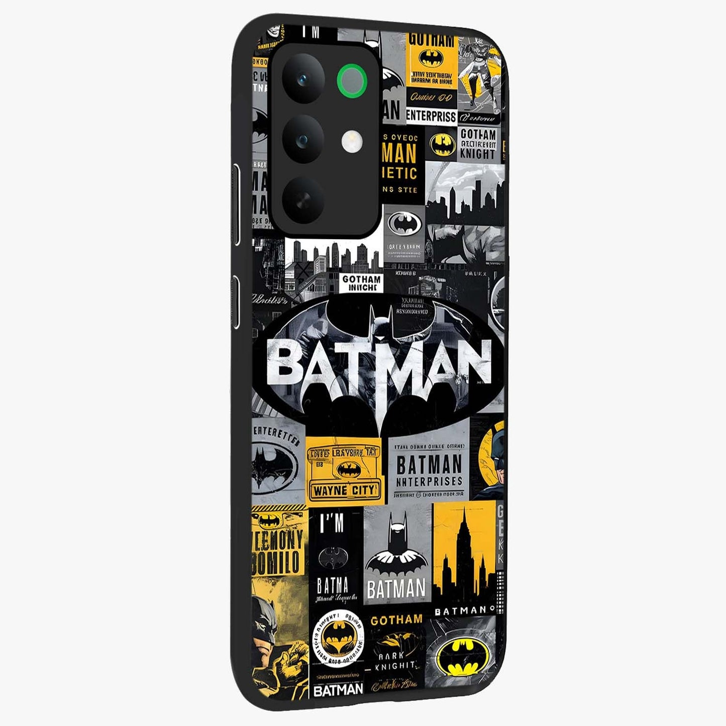 Knight Gotham Rise Glass Case upright view showcasing bold vigilante themed artwork with gothic city vibe.