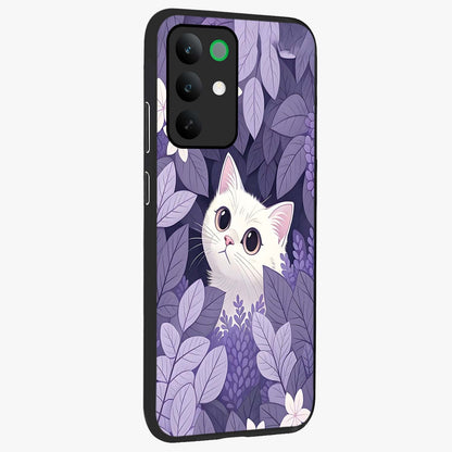 Lilac Hide Peek Cat Glass Case upright view showcasing charming cat artwork with adorable peek theme.