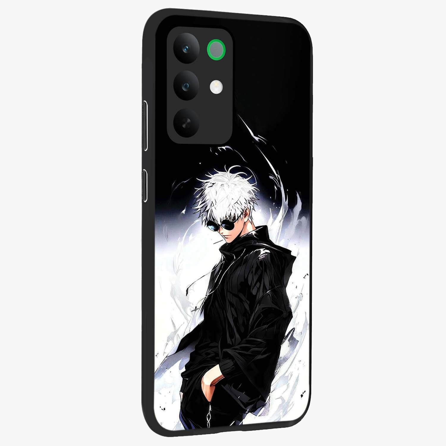 Limitless Shadow King Glass Case upright view showcasing bold shadow warrior artwork with epic fantasy theme.
