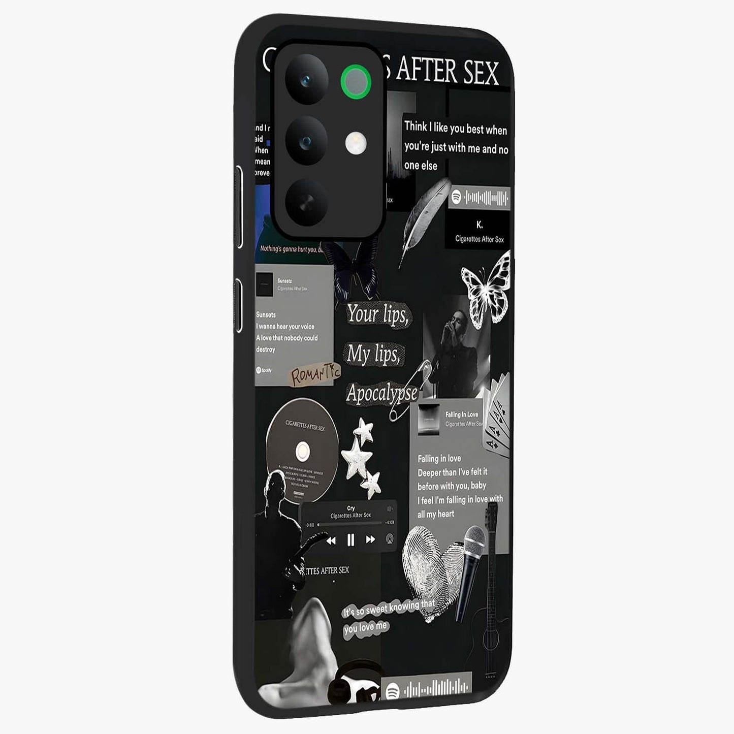 Midnight Love Echo Glass Case upright view showcasing expressive romantic artwork with dreamy midnight theme.