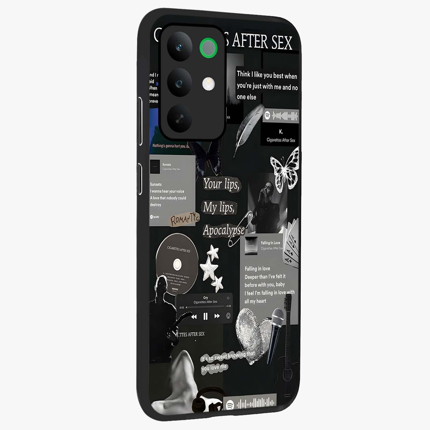 Midnight Love Echo Glass Case upright view showcasing expressive romantic artwork with dreamy midnight theme.