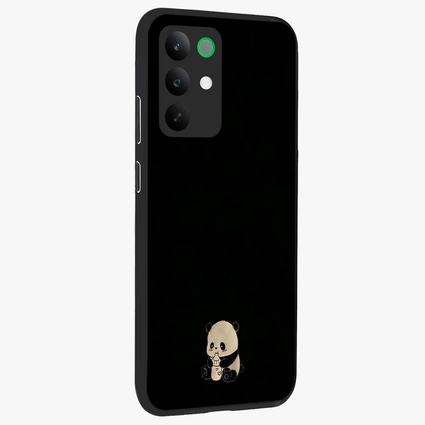 Midnight Panda Love Glass Case upright view showcasing charming panda artwork with playful romantic theme.
