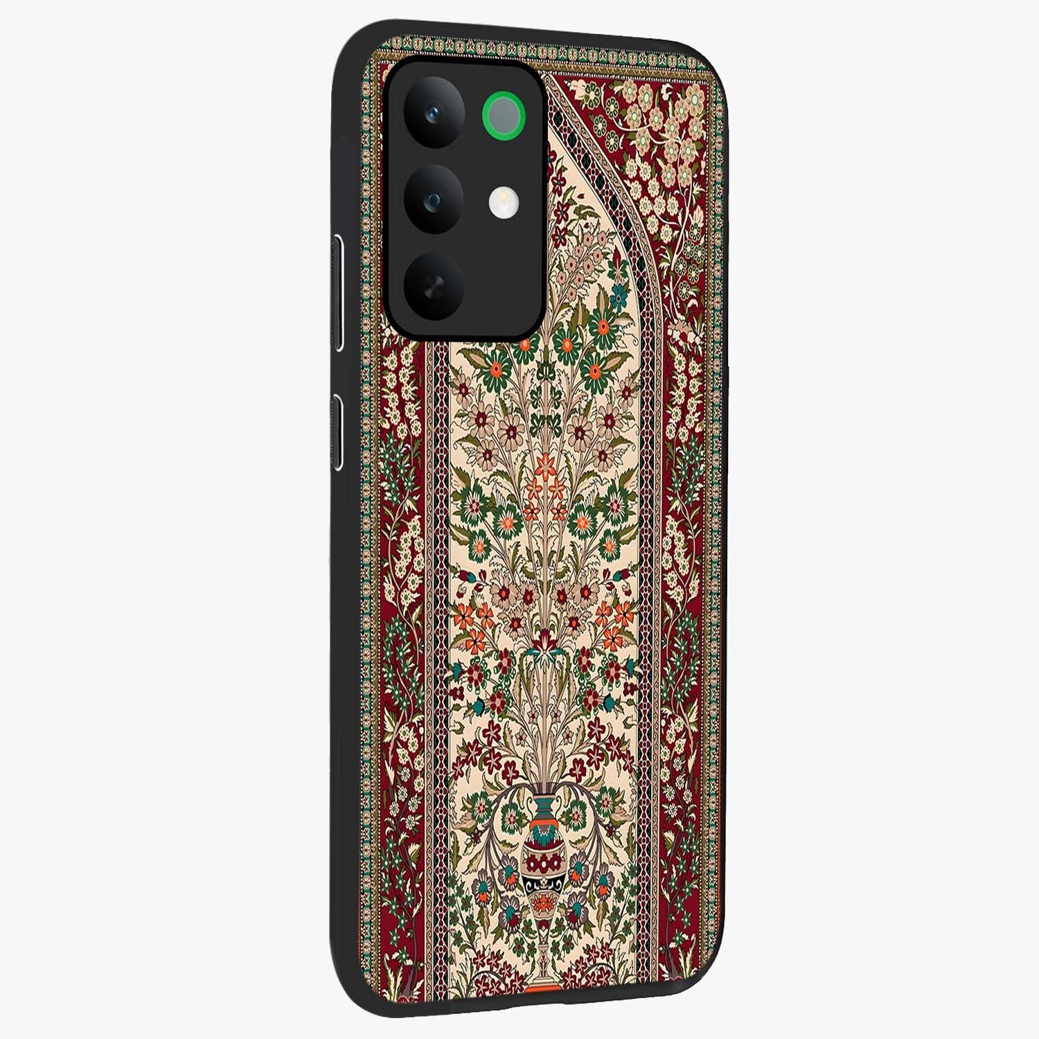 Persian Inspired Glass Case upright view showcasing decorative Persian artwork with rich heritage theme.