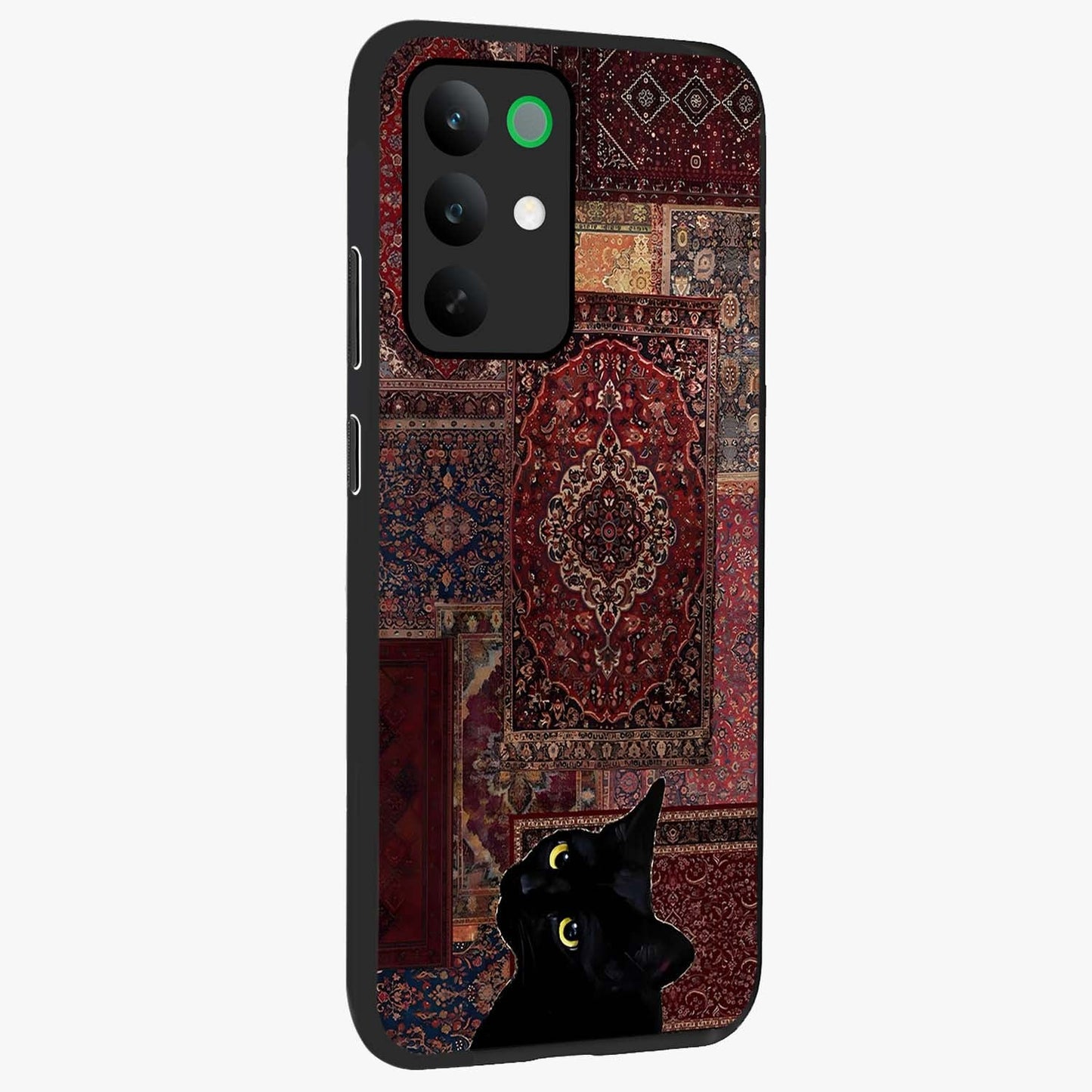 Regal Magic Cat Apple Glass Case upright view showcasing charming cat artwork with playful magical theme.