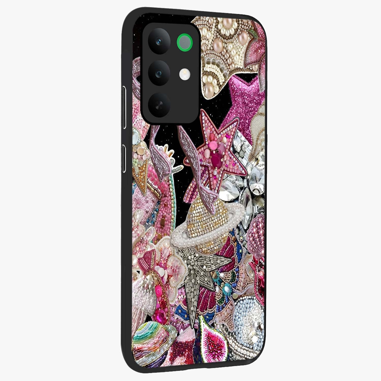 Starlit Jewel Dream Glass Case upright view showcasing radiant star inspired artwork with magical night theme.