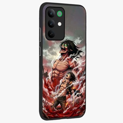 Titan Awakening Fury Glass Case upright view showcasing intense titan artwork with epic fantasy theme.