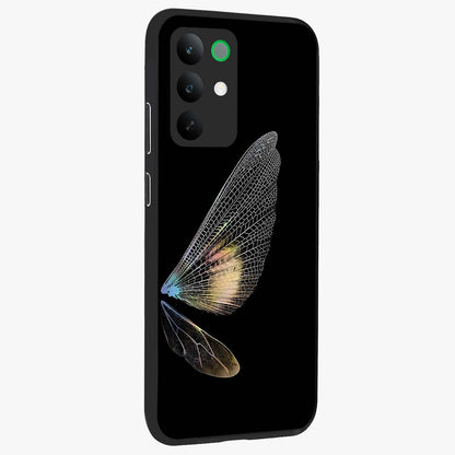 Whispers Of Wings Glass Case upright view showcasing elegant wing artwork with light airy theme.