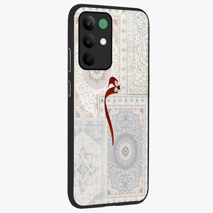 White Aesthetic Bow Glass Case upright view showcasing delicate ribbon bow artwork with cute minimalist theme.