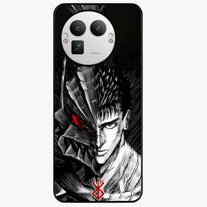 Berserker Blood Oath Glass Case showing flat back view with fierce warrior inspired artwork and glossy glass finish.