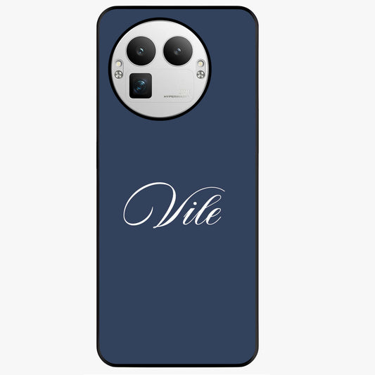 Blue Background Personalized Custom Name Glass Case showing flat back view with minimal blue background and custom name design.