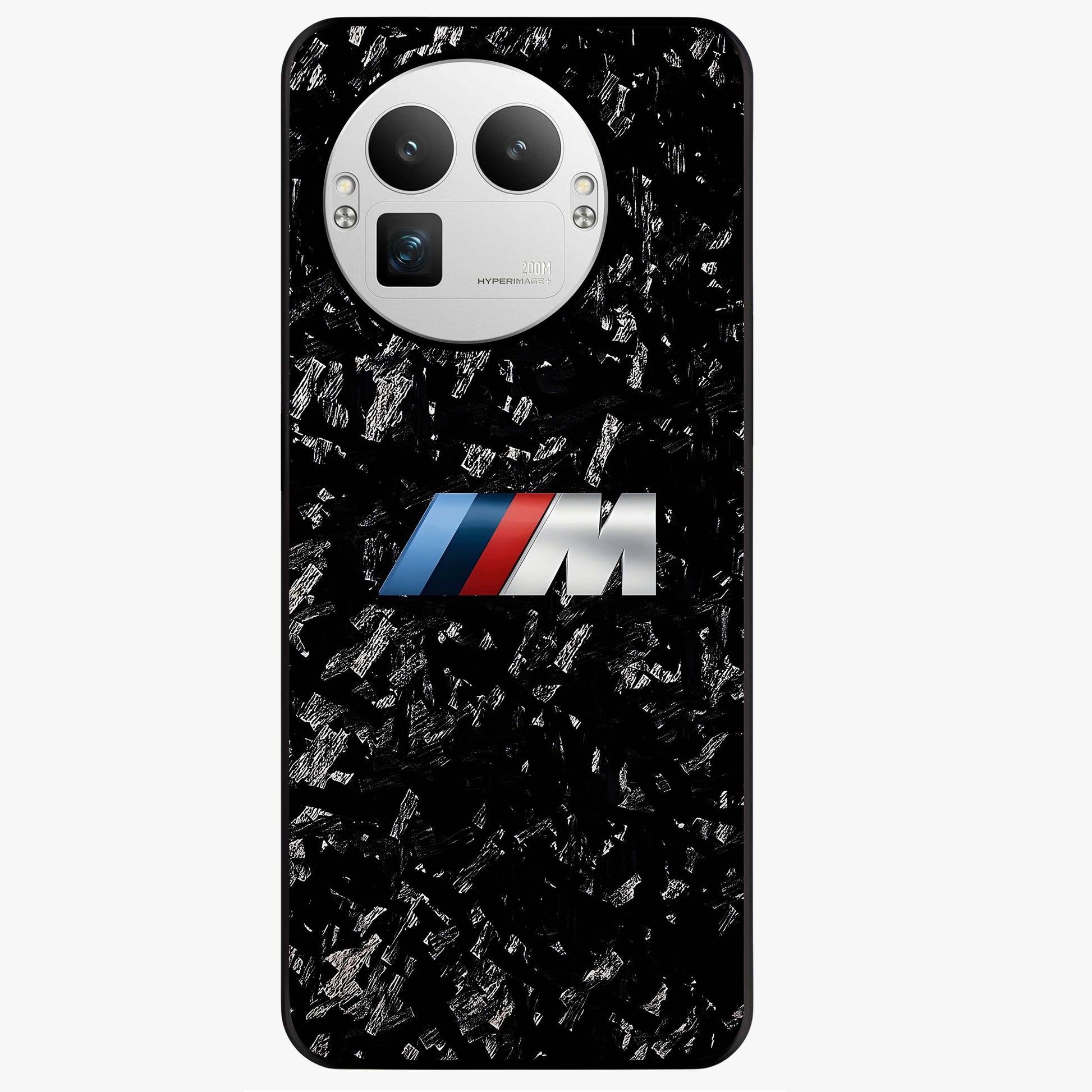 Carbon Speed Mark Glass Case showing flat back view with sporty carbon pattern artwork and glossy glass finish.