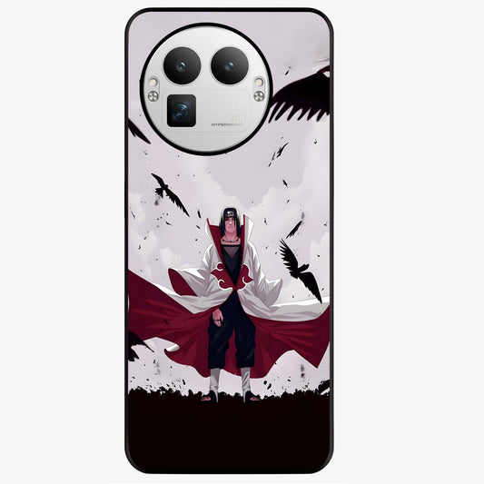 Crimson Crow Ascension Glass Case showing flat back view with mystical crow artwork and glossy glass finish.