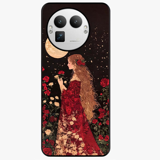 Crimson Dreams Glass Case showing flat back view with dreamy crimson artwork and glossy glass finish.