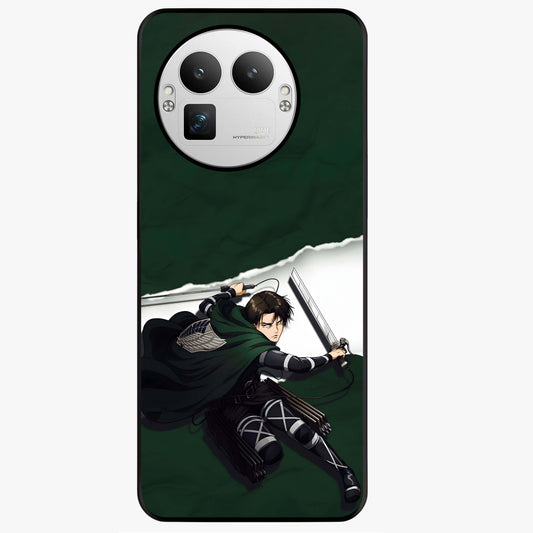 Emerald War Vanguard Glass Case showing flat back view with powerful warrior themed artwork and glossy glass finish.