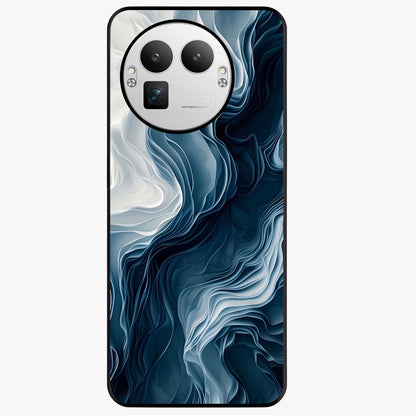 Ethereal Paper Marble Glass Case showing flat back view with soft marble paper texture artwork and glossy glass finish.