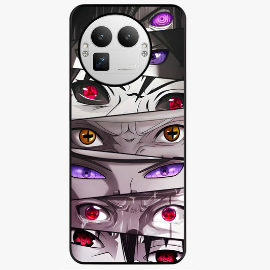 Eyes of Destiny Glass Case showing flat back view with striking eye themed artwork and glossy glass finish.