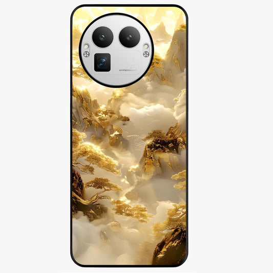 Gates Of Illumination Glass Case showing flat back view with mystical illuminated gate artwork and glossy glass finish.