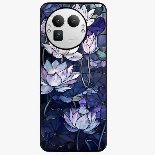 Gloss Petal Rush Glass Case showing flat back view with glossy flower petal artwork and smooth glass finish.
